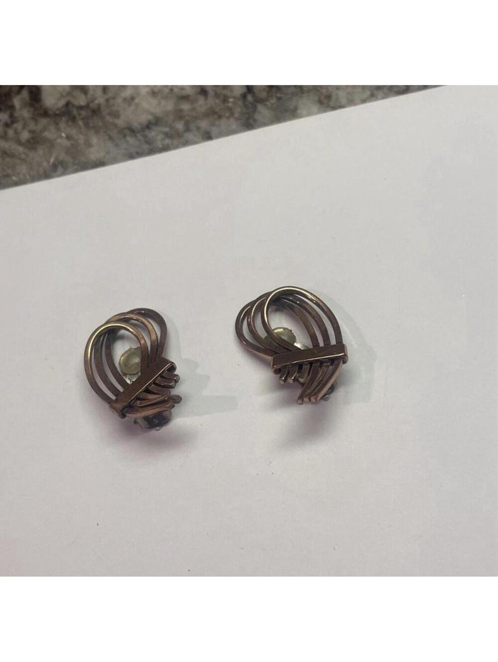Renoir Clip On Clip-on Earrings Copper Modernist Vintage Signed